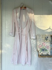 Vintage Victoria’s Secret robe pink and white striped with crochet details