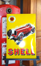 Plaque émaillée SHELL service voiture de course ancienne enamel sign emailschild