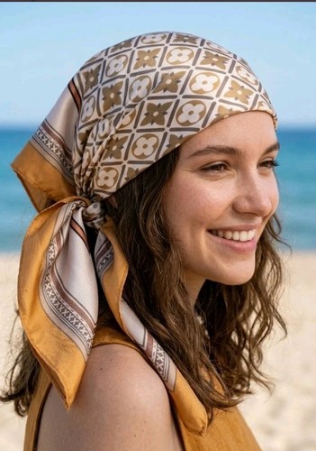Foulard 70x70 effet - , brun