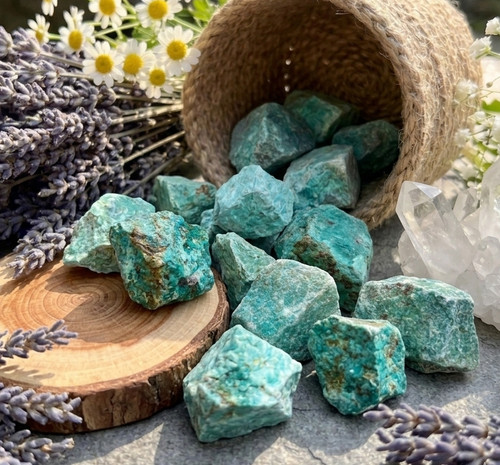 Teal chrysocolla mineral rough - teal,