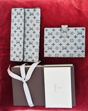Louis Vuitton Set, Monogram Mini Lin International Wallet And Small Agenda, Blue