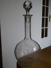 ANTIQUE BACCARAT WINE DECANTER CRYSTAL ENGRAVING ART NOUVEAU MOD FOUGERES 84 cls