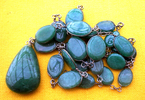Vtg collier jade vert - collier, cm