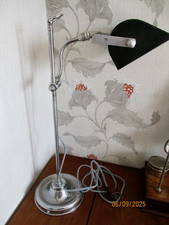 ANCIENNE LAMPE DE NOTAIRE MONTE ET BAISSE ABAT-JOUR ORIENTABLE métal chromé 45cm