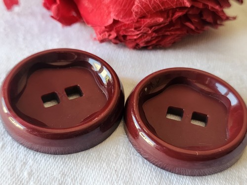Duo gros boutons vintage - , rouge