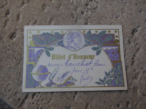 Ancien billet honneur école - ancien,