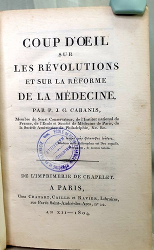 Livre ancien 1804 - 1804,, cabanis