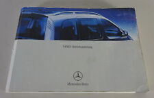 Operating Instructions/Manual Mercedes-Benz Vaneo W414 status 01/2002