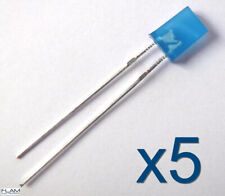 Lot de 5x LED rectangulaire diode 5mm BLEU 4,9x7x2mm / 5pcs Blue rectangular LED