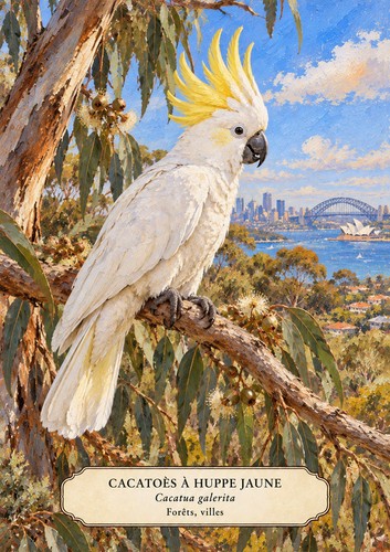 Affiche cacatoes huppe - a4, a