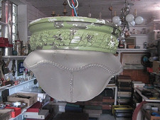 ++"536.14" FROSTED GLASS FLOWER SHAPE CEILING SUSPENSION LATE 19th century