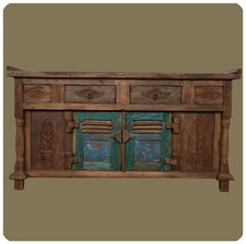 Massivholz-Kommode " Java 3 " En Alt-Teakholz I Vintage - Boho - Shabby I