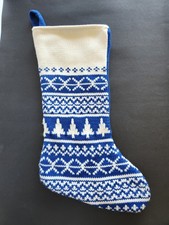 Creative Design 18" Blue White Polyester Christmas Holiday Stocking