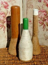 Antique haberdashery, LOT 3 OLD VINTAGE PAINTED WOOD HAT HOLDER REELS