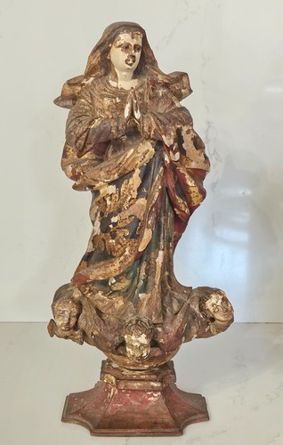 Statuette bois polychrome - statuette, en