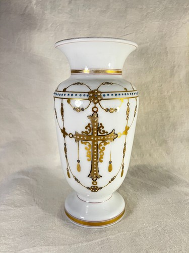 Vase ancien opaline blanche - ancien,