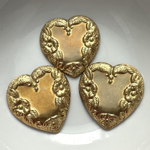 Vintage brass hearts - 12,