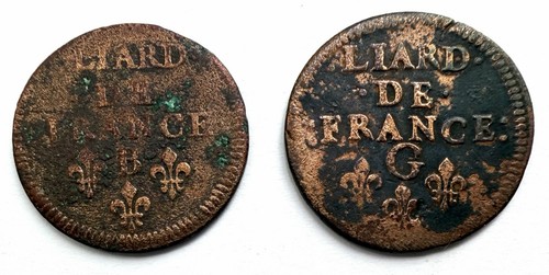 Lot pièces liard 1655 b - 2,