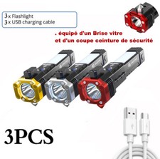 Lampe Torche Poche LED Rechargeable Sécurité Police Camping Car Auto Vélo Rando