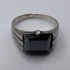 Bague ancienne Art Deco - argent massif Et Hématite