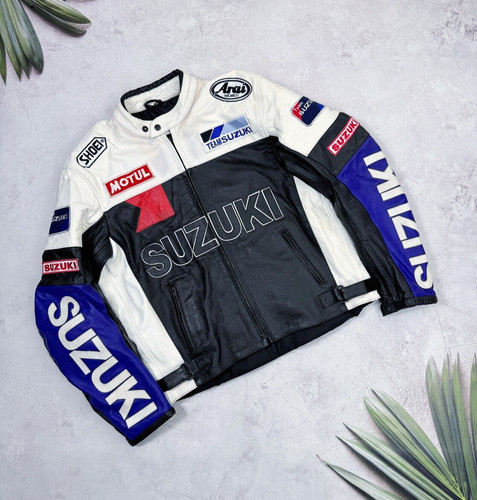 Veste cuir vintage team suzuki - veste,
