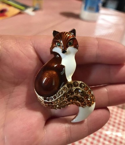 Broche renard élégante - , en