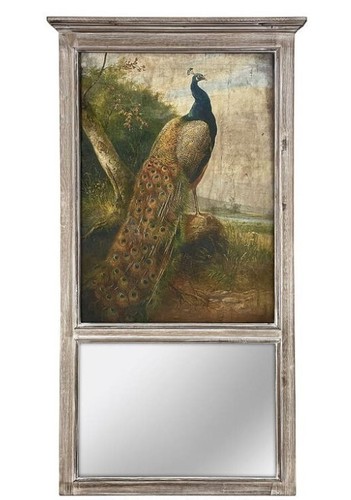 Antique styled peacock trumeau - peacock,