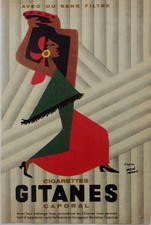 RARE ADVERTISEMENT cigarettes GYPSIES AFTER HERVE MORVAN 1960s M1818