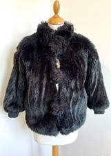 coat jacket size38 black faux fur chic dress long sleeves 706!