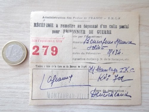Récépissé colis prisonnier - récépissé,