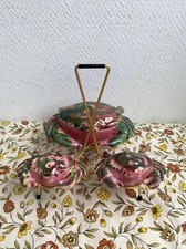 Ancien Set Sel Poivre Moutarde Forme Crabe Présentoir Rétro Année 50 
