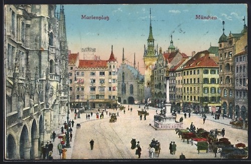 Munich marienplatz avec café - marienplatz,