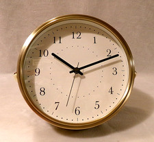 NWOT SANGTAI BRUSHED BRASS TABLE CLOCK w/BACKSTAND - #7168S