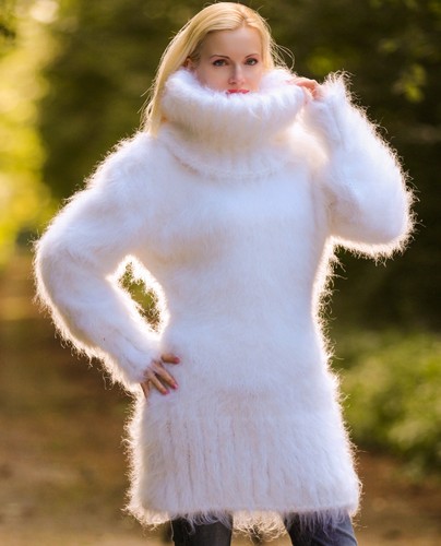 Thick white fuzzy mohair