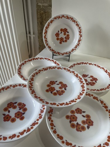 Assiettes creuses fleurs - 6,