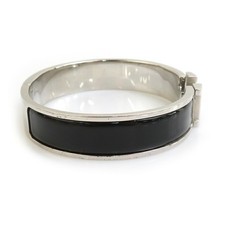 Hermes Clic Clac H Bangle Bracelet Silver Black Enamel Metal Women Size