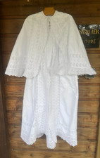 Stunning White Dice Baptism Cloak Dress & Hand Embroidery (v17)