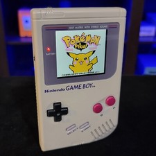 Grey Nintendo Classic Game Boy DMG With Upgraded Backlit IPS LCD Screen