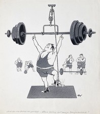 Haltérophilie Force Tirage Dessin Caricature Alfred Beier-Red 1970