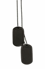 PENDENTIF CHAINE DOG TAG NOIRE US ARMY MARINES GI COLLIER PLAQUE IDENTITE ARMEE