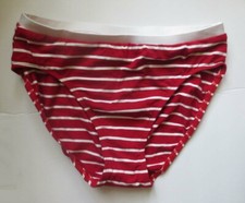 New RARE Vtg USA-made Bikini Swim Bottom Serious Coverage & Support RED Stripe