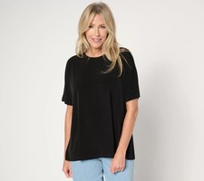 Susan Graver Every Day Liquid Knit Dolman Sleeve Top Black 1X New