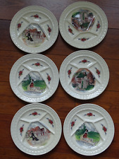SARREGUEMINES 6 FAIENCE PLATES WITH FONDUE COMPARTMENT MODEL OBERNAI 24 cm