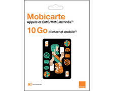Carte sim prépayée orange 4G mobicarte appels sms illimités  10go internet