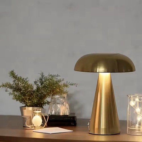 Lampe champignon dorée - lampe,