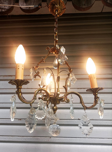 Petit lustre cage bronze et - en,