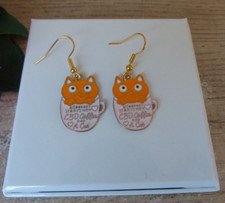 Boucles d'Oreilles Chat Orange