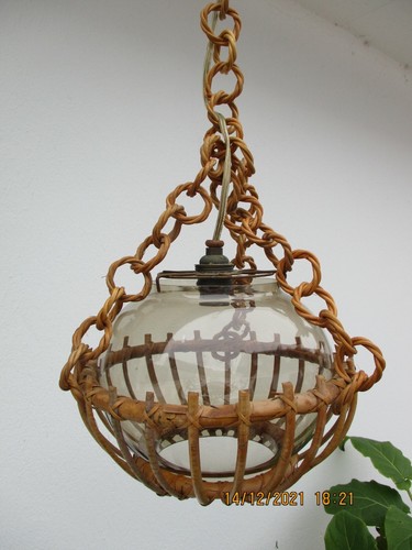 Suspension rotin verre - , fumé
