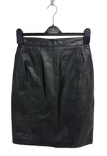 Vintage Pelle Cuir Women's 100% Leather Black Short Pencil Skirt Size 10