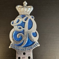 1953 Car Grill Bedge Queen Elizabeth II Coronation Royal Commemorate Plaque